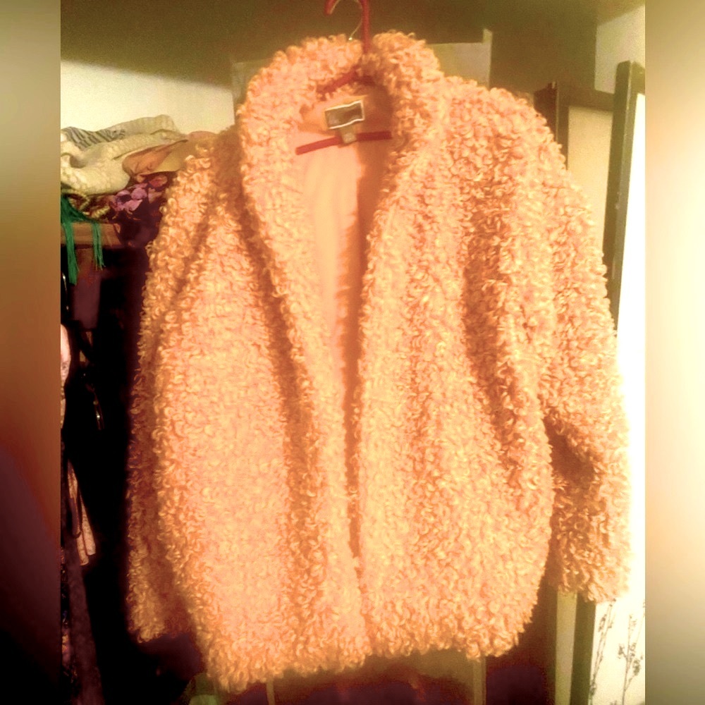 Chelsea Cozy and Warm Fuzzy Pink Coat, Size Large